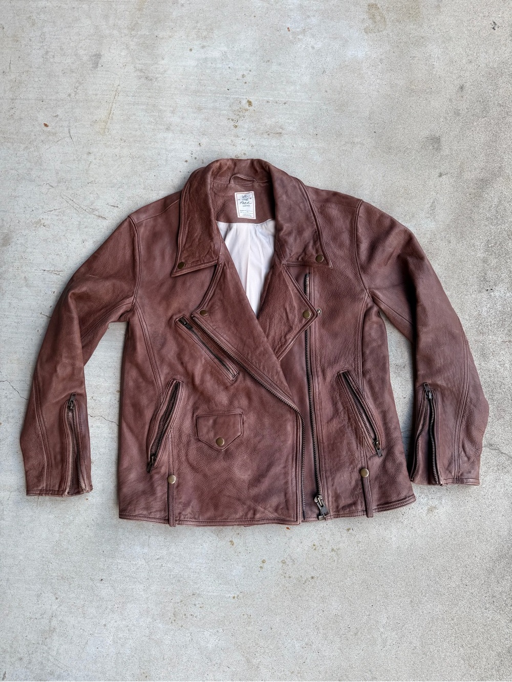 Free People S Jealousy 100% Leather Brown Jacket